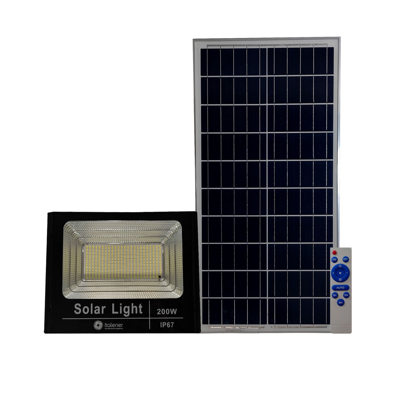 REFLECTOR LED 100 W C/CONTROL REMOTO Y PANEL SOLAR