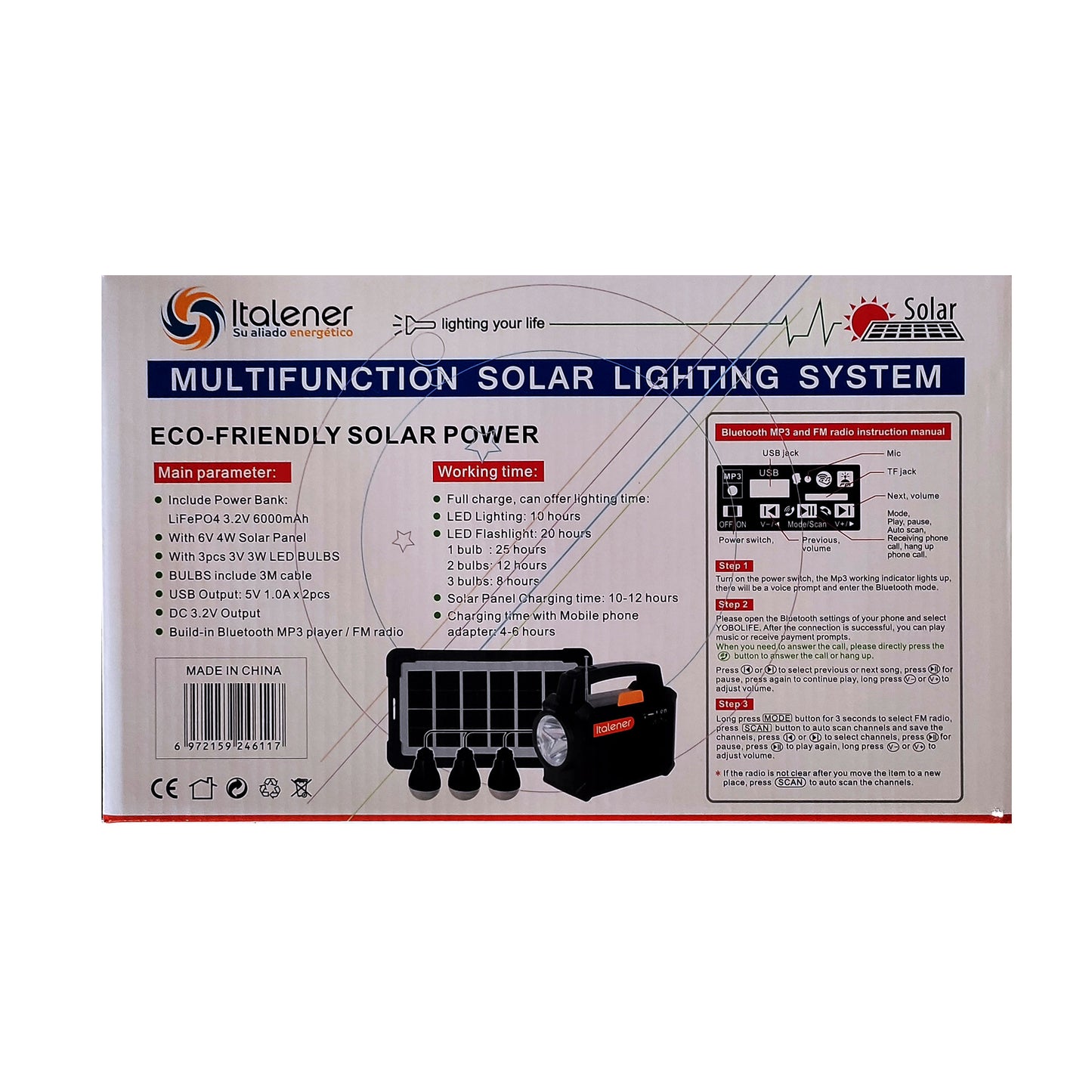 RADIO SOLAR PORTATIL MULTIF MOD LM-3611 IMP