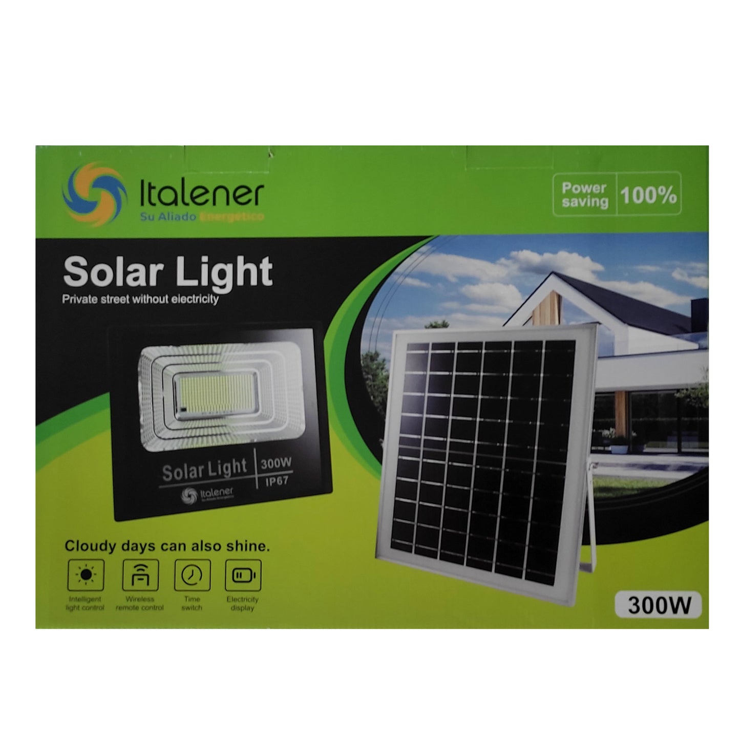 REFLECTOR LED 300W C/CONTROL REMOTO Y PANEL SOLAR