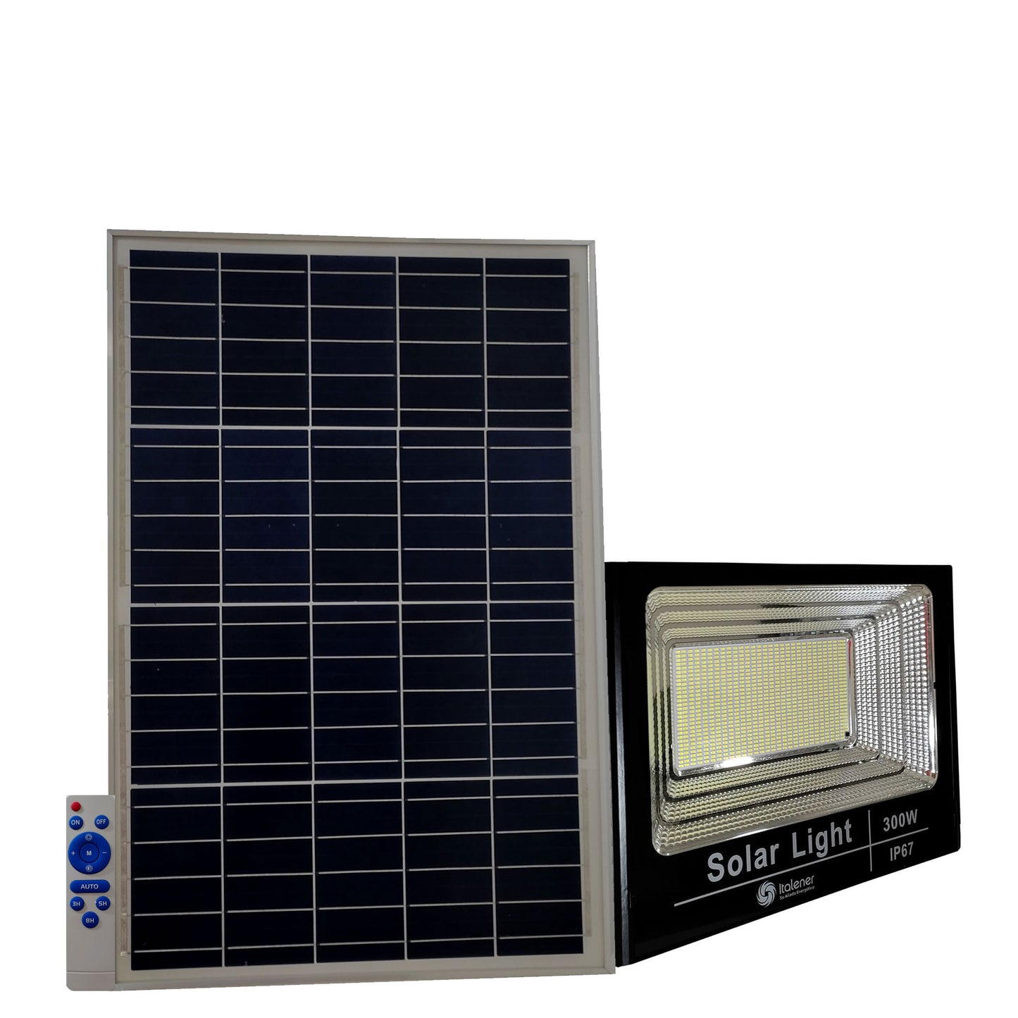REFLECTOR LED 300W C/CONTROL REMOTO Y PANEL SOLAR